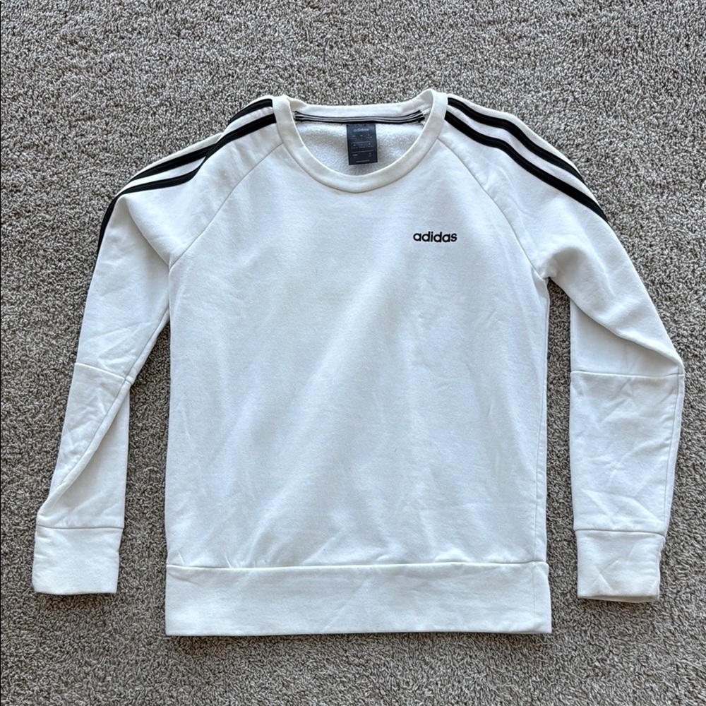 Adidas White Crewneck with Black Accents